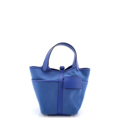 Pre-owned Hermes  Hermes Cargo Picotin Lock Bag Canvas And Swift Pm In Blue