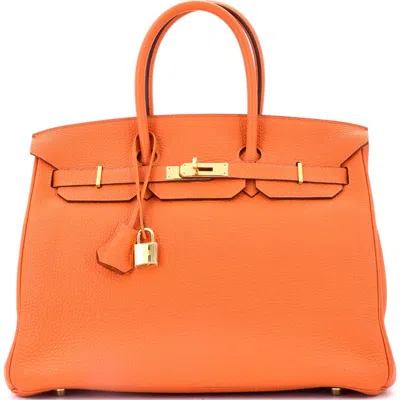 Pre-owned Hermes  Hermes Birkin Handbag Orange Togo With Gold Hardware 35 In Pattern