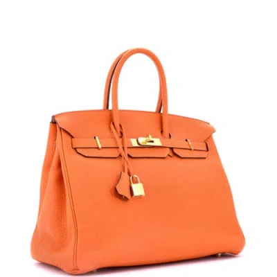 Pre-owned Hermes  Hermes Birkin Handbag Orange Togo With Gold Hardware 35 In Pattern