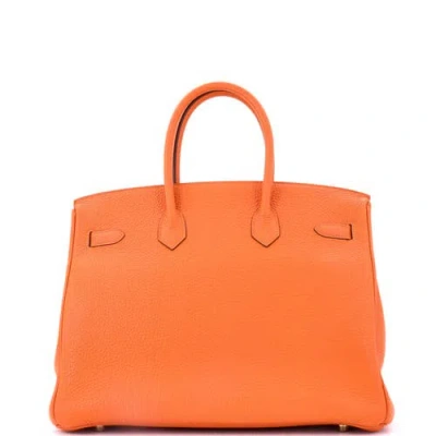 Pre-owned Hermes  Hermes Birkin Handbag Orange Togo With Gold Hardware 35 In Pattern