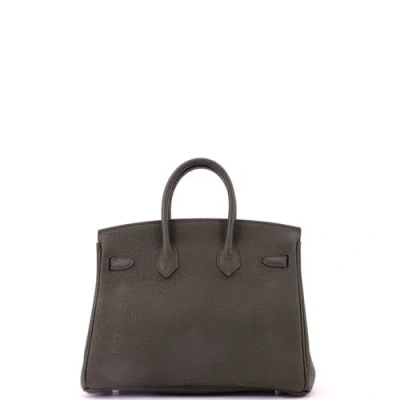 Pre-owned Hermes  Hermes Birkin Handbag Green Togo With Palladium Hardware 25 In Burgundy