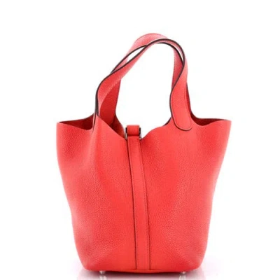 Pre-owned Hermes  Hermes Picotin Lock Bag Clemence Pm In Red