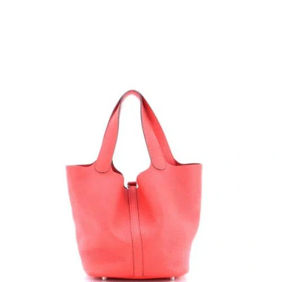 Pre-owned Hermes  Hermes Picotin Lock Bag Clemence Pm In Red
