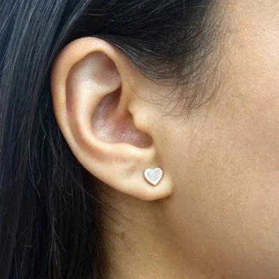 The Lovery Fine Jewelry Mother Of Pearl Diamond Halo Heart Stud Earrings In Gold