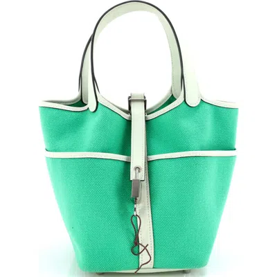 Pre-owned Hermes  Hermes Cargo Picotin Lock Bag Canvas And Swift Pm In Green