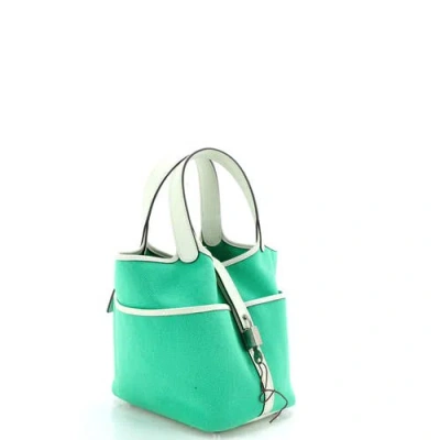 Pre-owned Hermes  Hermes Cargo Picotin Lock Bag Canvas And Swift Pm In Green