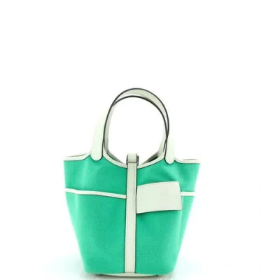 Pre-owned Hermes  Hermes Cargo Picotin Lock Bag Canvas And Swift Pm In Green