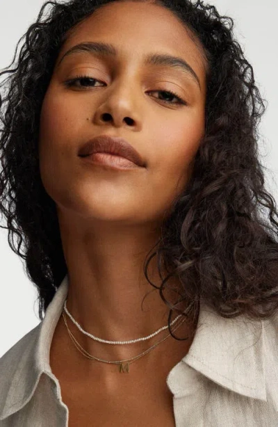 Mejuri Micro Pearl Necklace In Metallic