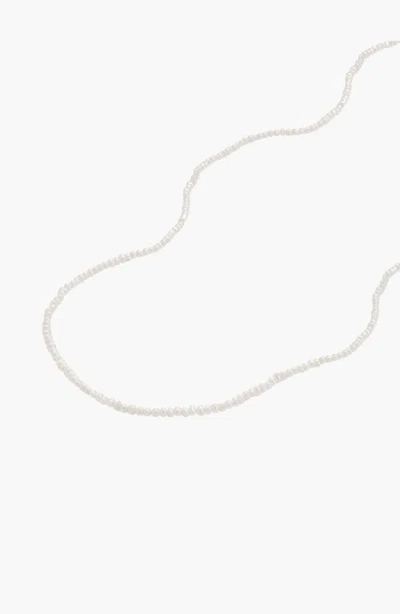 Mejuri Micro Pearl Necklace In Metallic