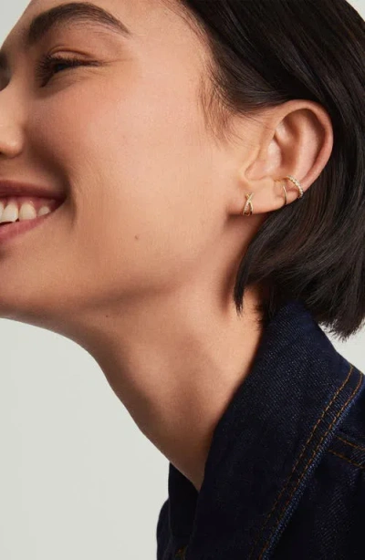 Mejuri Pave Diamond X Studs In Yellow