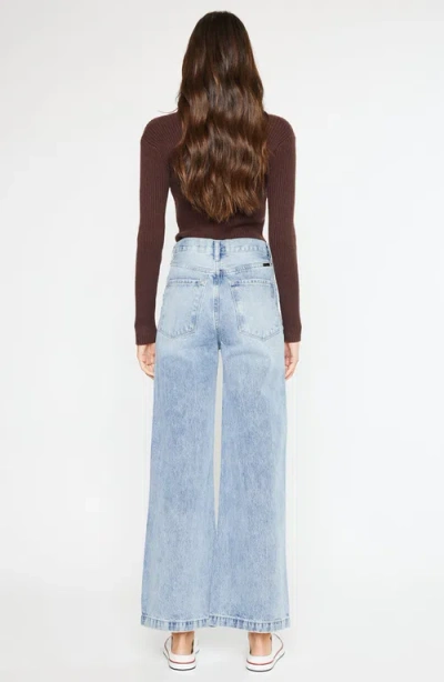 Kancan Mara Ultra High Rise Wide Leg Jeans In Light Blue Wash In Blue