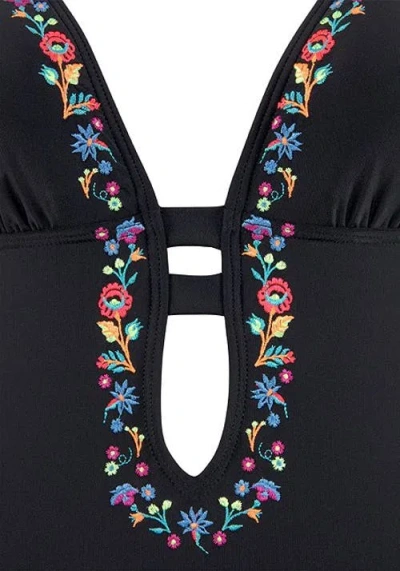 Lascana Floral Accent One Piece In Black