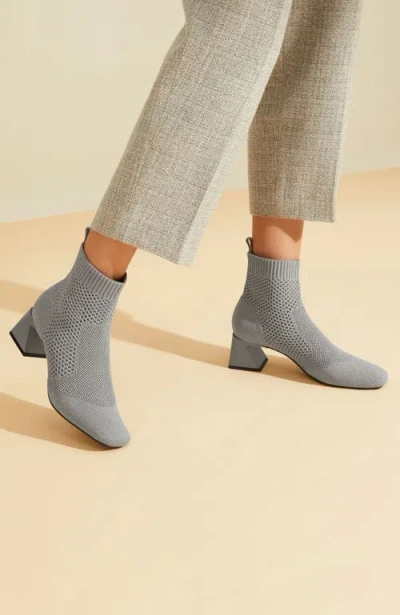 Vivaia Square-toe Perforated Heeled Boots In Gray