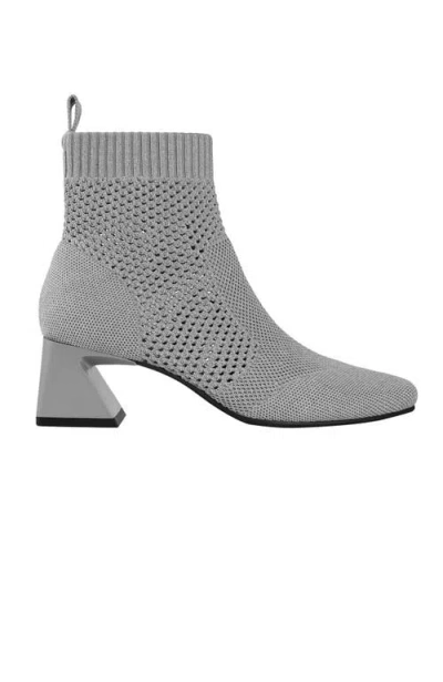 Vivaia Square-toe Perforated Heeled Boots In Gray