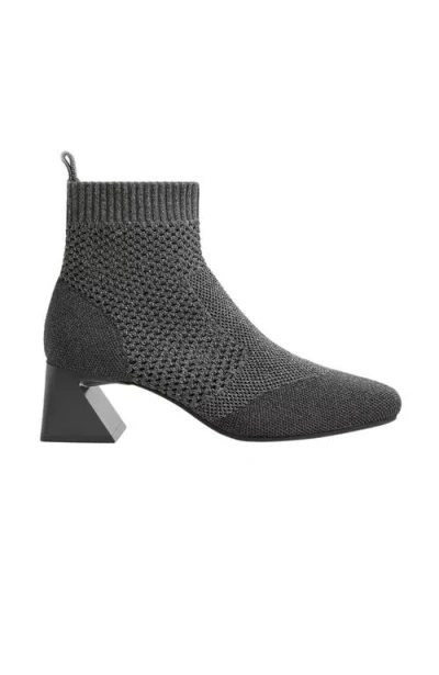 Vivaia Square-toe Perforated Heeled Boots In Gray