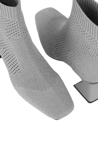 Vivaia Square-toe Perforated Heeled Boots In Gray