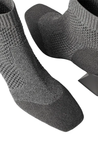 Vivaia Square-toe Perforated Heeled Boots In Gray