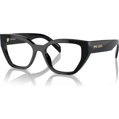 Prada 53mm Irregular Optical Glasses In Black