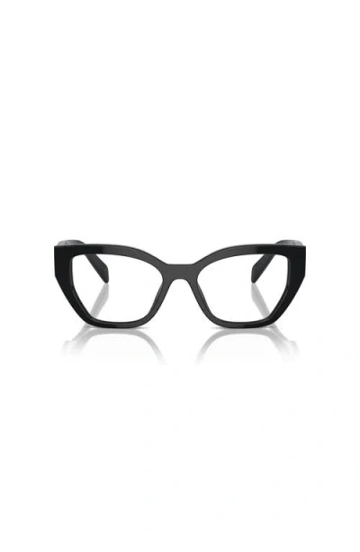 Prada 53mm Irregular Optical Glasses In Black