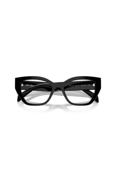 Prada 53mm Irregular Optical Glasses In Black