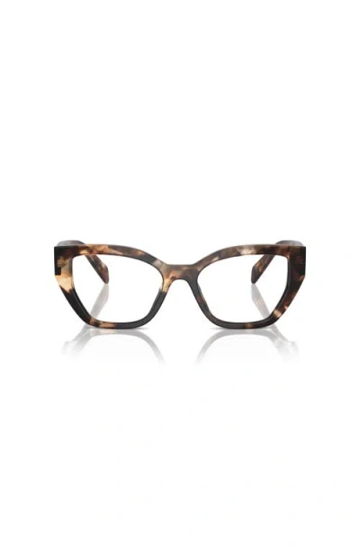Prada 53mm Irregular Optical Glasses In Brown