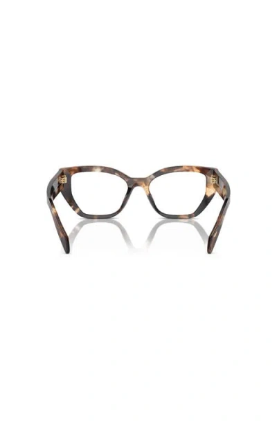 Prada 53mm Irregular Optical Glasses In Brown