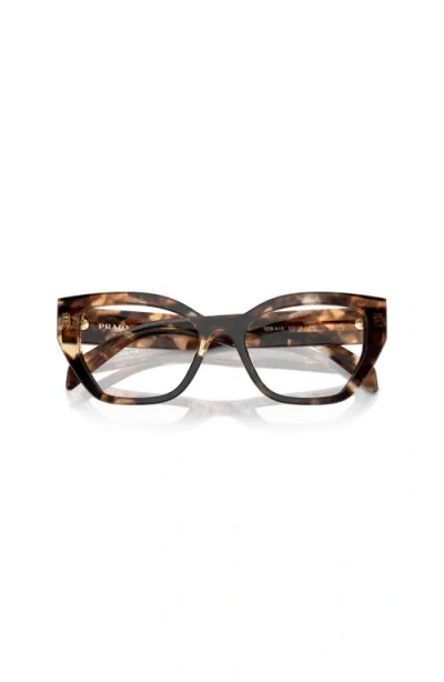 Prada 53mm Irregular Optical Glasses In Brown