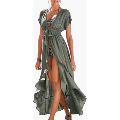 Lascana Flounce Hem Cover Up In Green