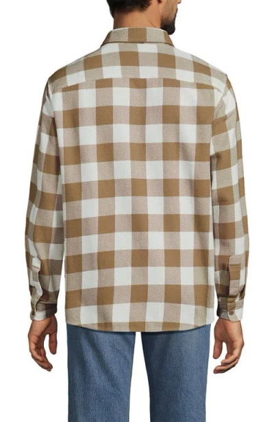 Lands' End Authentic Flannel Shirt With Corduroy Collar In Brown