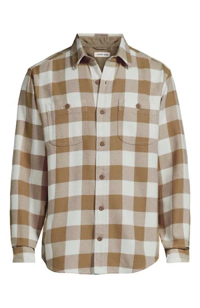 Lands' End Authentic Flannel Shirt With Corduroy Collar In Brown