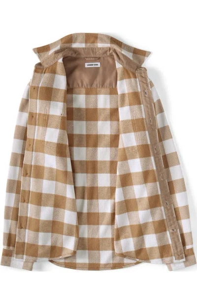 Lands' End Authentic Flannel Shirt With Corduroy Collar In Brown