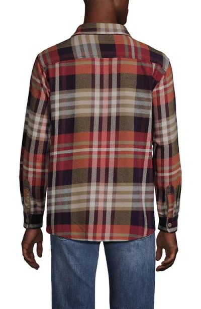 Lands' End Authentic Flannel Shirt With Corduroy Collar In Brown