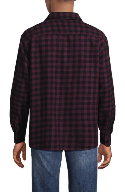 Lands' End Authentic Flannel Shirt With Corduroy Collar In Burgundy