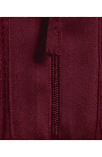 Lands' End Long Sleeve Waffle Quarter Zip Pullover In Burgundy