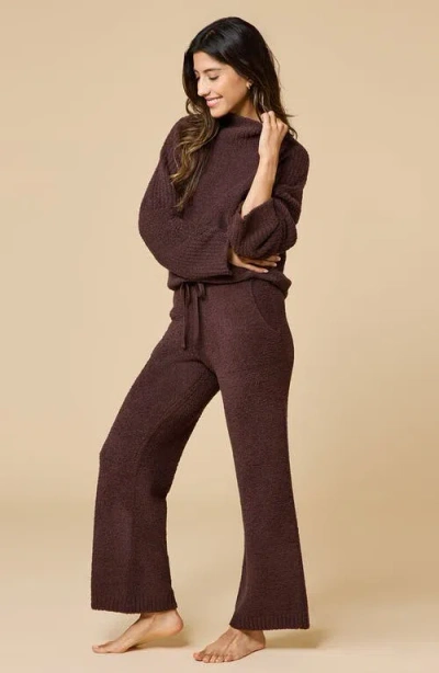 Softies Solid Marshmallow Rib Mock Neck With Long Pant In Brown