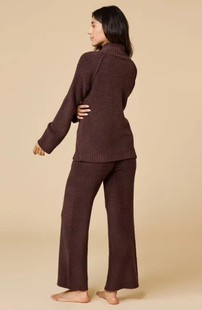 Softies Solid Marshmallow Rib Mock Neck With Long Pant In Brown