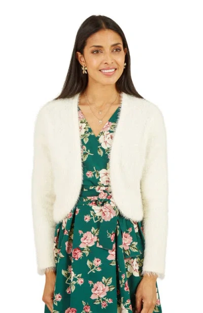 Yumi Soft Eyelash Knit Bolero In White