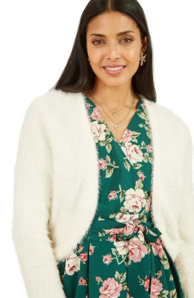 Yumi Soft Eyelash Knit Bolero In White