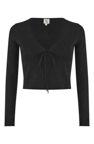 Yumi Metallic Rib Knit Bolero In Brown