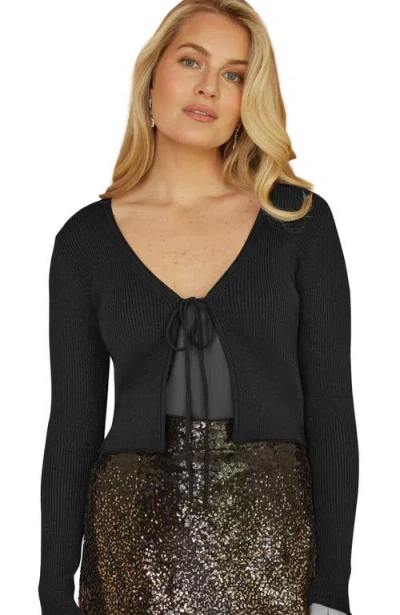 Yumi Metallic Rib Knit Bolero In Brown