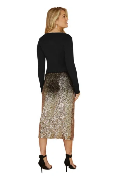 Yumi Metallic Rib Knit Bolero In Brown