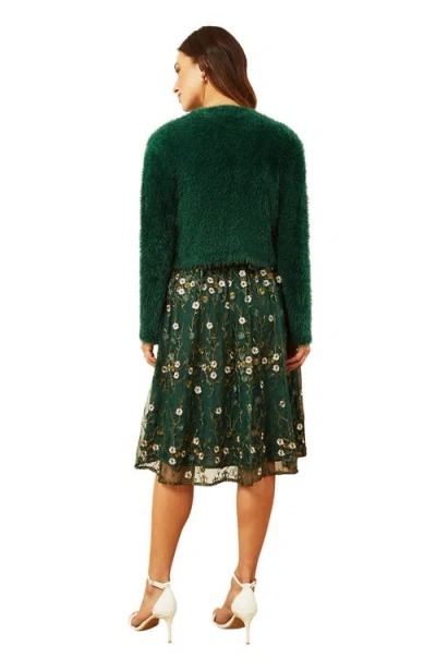 Yumi Soft Eyelash Knit Bolero In Green