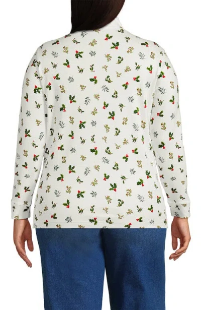 Lands' End Relaxed Cotton Long Sleeve Mock Turtleneck In Gold