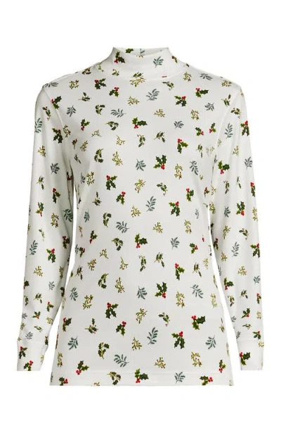 Lands' End Relaxed Cotton Long Sleeve Mock Turtleneck In Gold