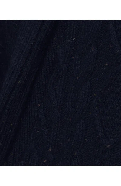 Lands' End Cotton Blend Cable Shawl Cardigan Sweater In Blue