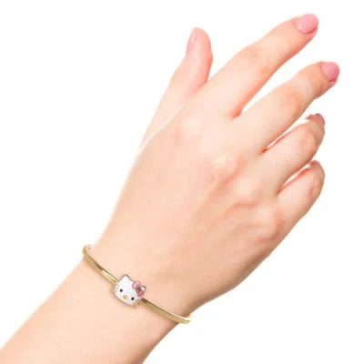 Hello Kitty Gold-tone Enamel Bangle Bracelet In Gold