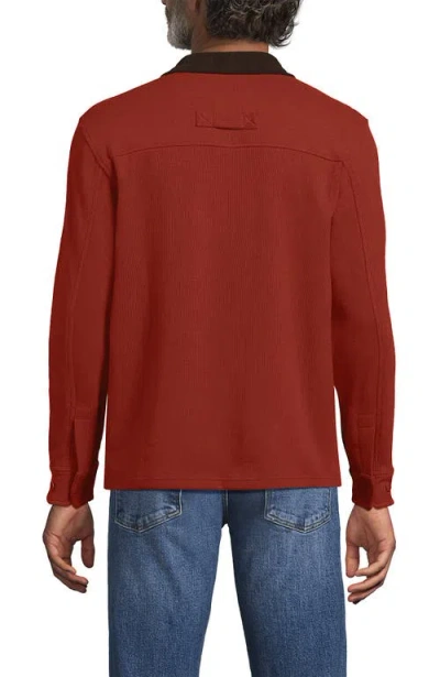 Lands' End Long Sleeve Corduroy Collar Bedford Rib Quarter Zip In Red