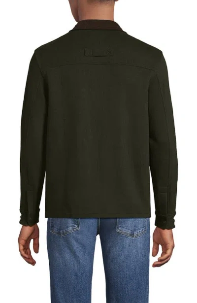 Lands' End Long Sleeve Corduroy Collar Bedford Rib Quarter Zip In Green