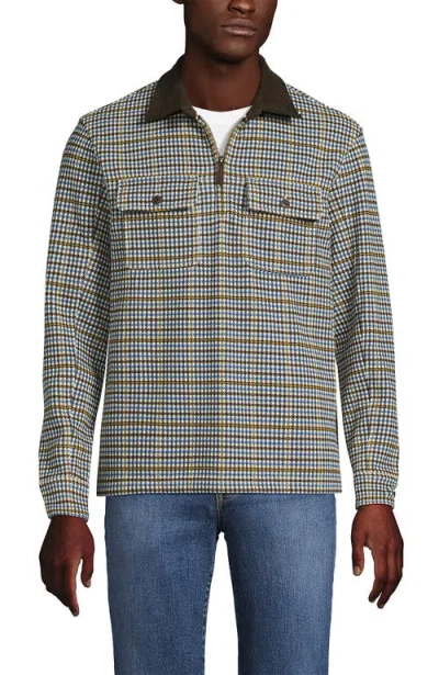 Lands' End Long Sleeve Corduroy Collar Bedford Rib Quarter Zip In Gray