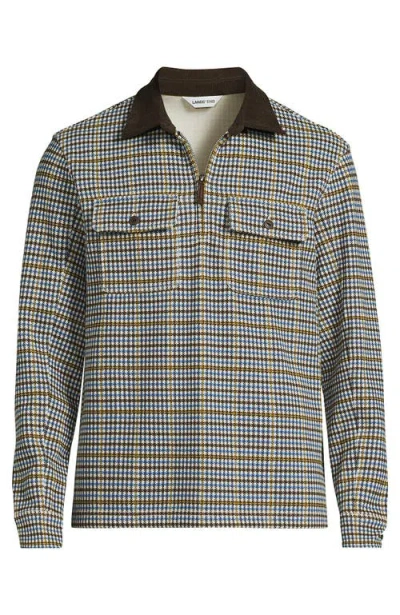 Lands' End Long Sleeve Corduroy Collar Bedford Rib Quarter Zip In Gray